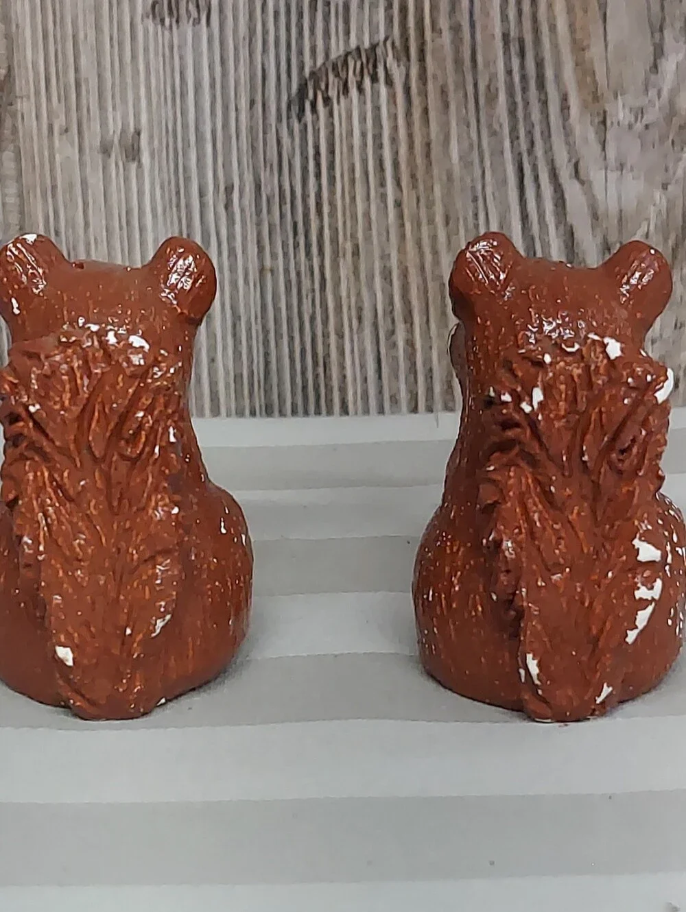 Vintage Mid-Century Chalkware Squirrel Salt & Pepper Shakers Set